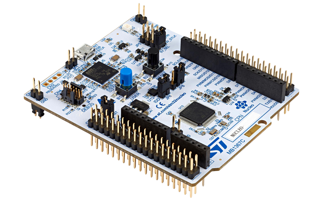 STM32 microcontroller board used in embedded systems development